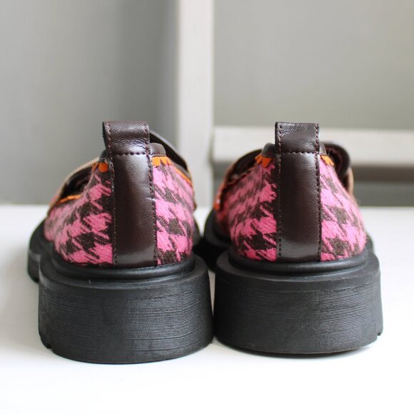 Irregular Choice Pink Black Houndstooth Old Dawg Loafer Flat Shoes EU 39 / US 8 - Picture 3 of 6